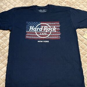 Hard Rock Cafe Dark Blue Tee with Flag Design